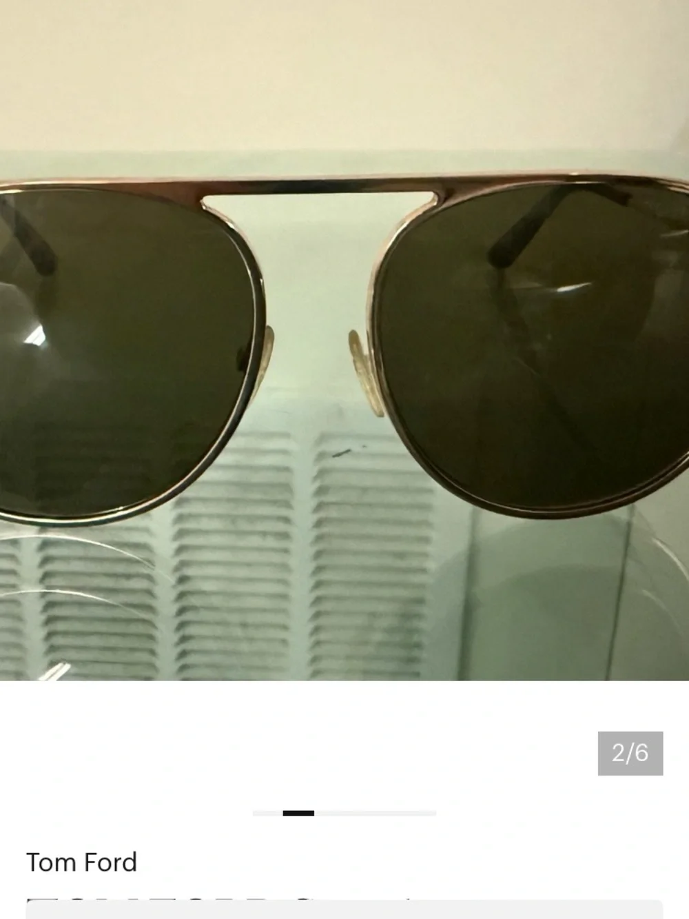 Tom Ford Gold Frame Aviator Sunglasses with Green Lenses
